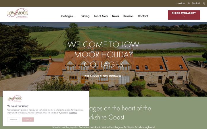 Screenshot of lowmoorcottages.co.uk