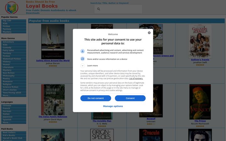 Screenshot of loyalbooks.com
