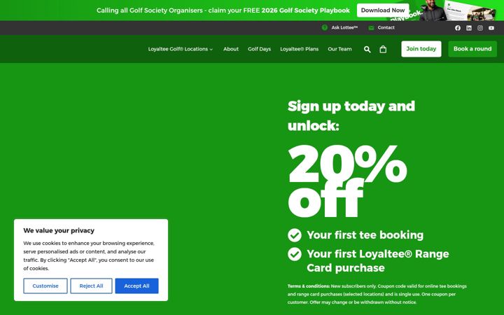 Screenshot of loyalteegolf.co.uk