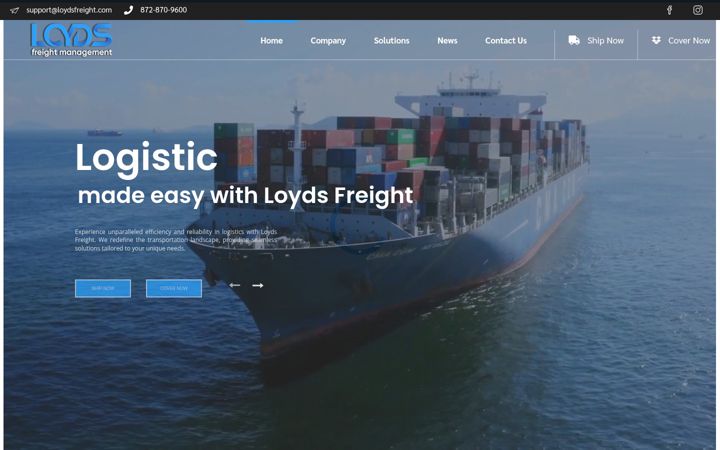 Screenshot of loydsfreight.com