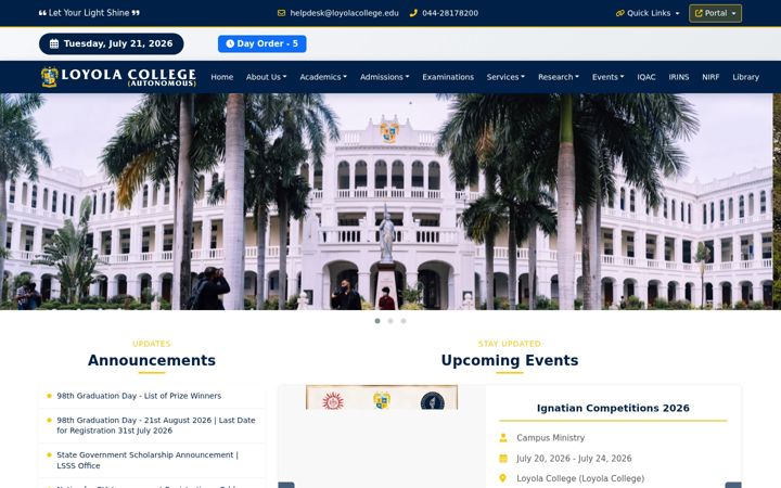 Screenshot of loyolacollege.edu
