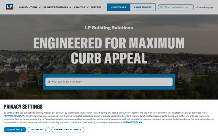 Screenshot of lpcorp.com
