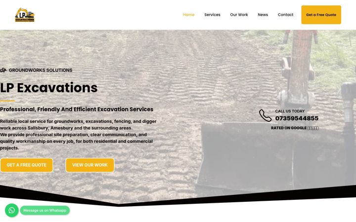 Screenshot of lpexcavations.com
