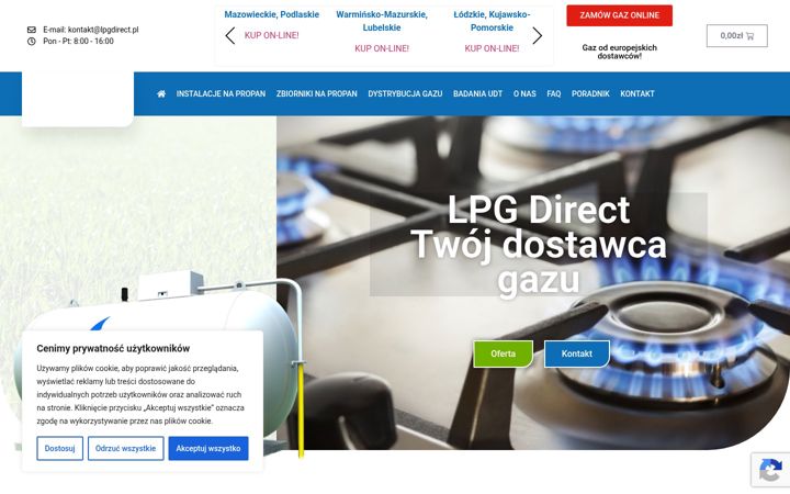 Captură de ecran a lpgdirect.pl