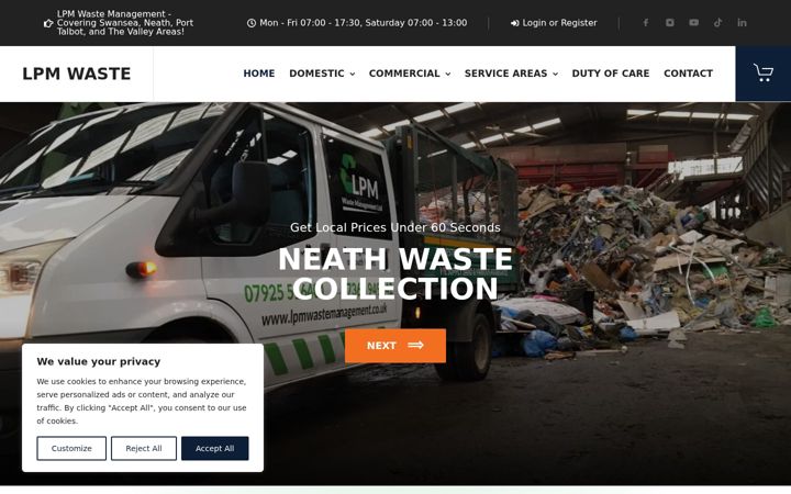 Screenshot of lpmwastemanagement.co.uk