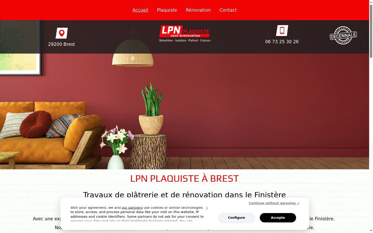 Screenshot of the consent banner shown before any interaction