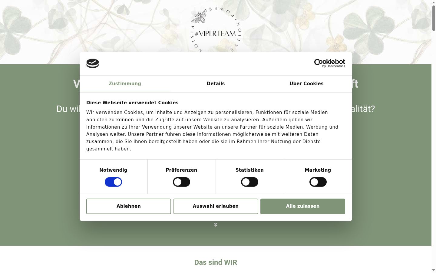 Screenshot of the consent banner shown before any interaction