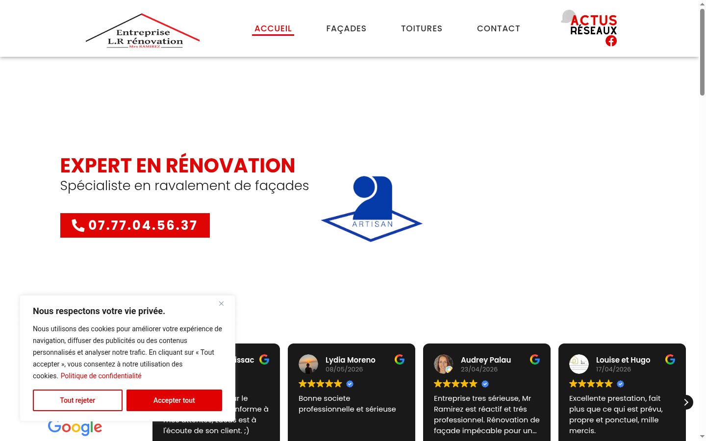 Screenshot del banner di consenso mostrato prima di qualsiasi interazione