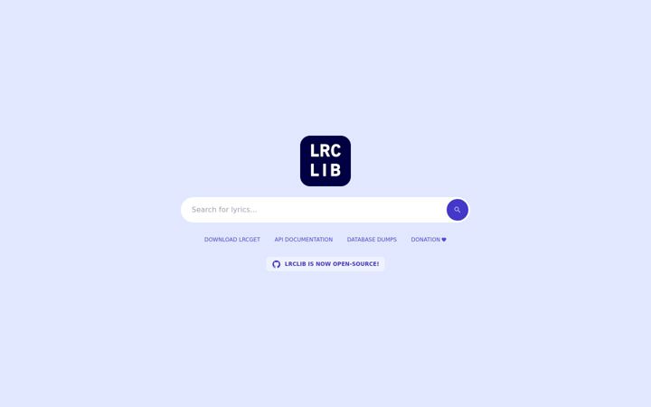Skærmbillede af lrclib.net