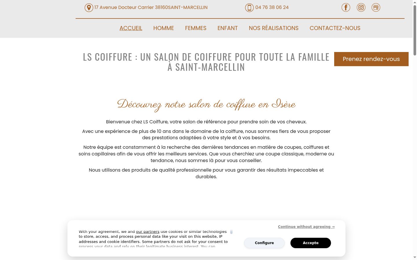 Screenshot del banner di consenso mostrato prima di qualsiasi interazione