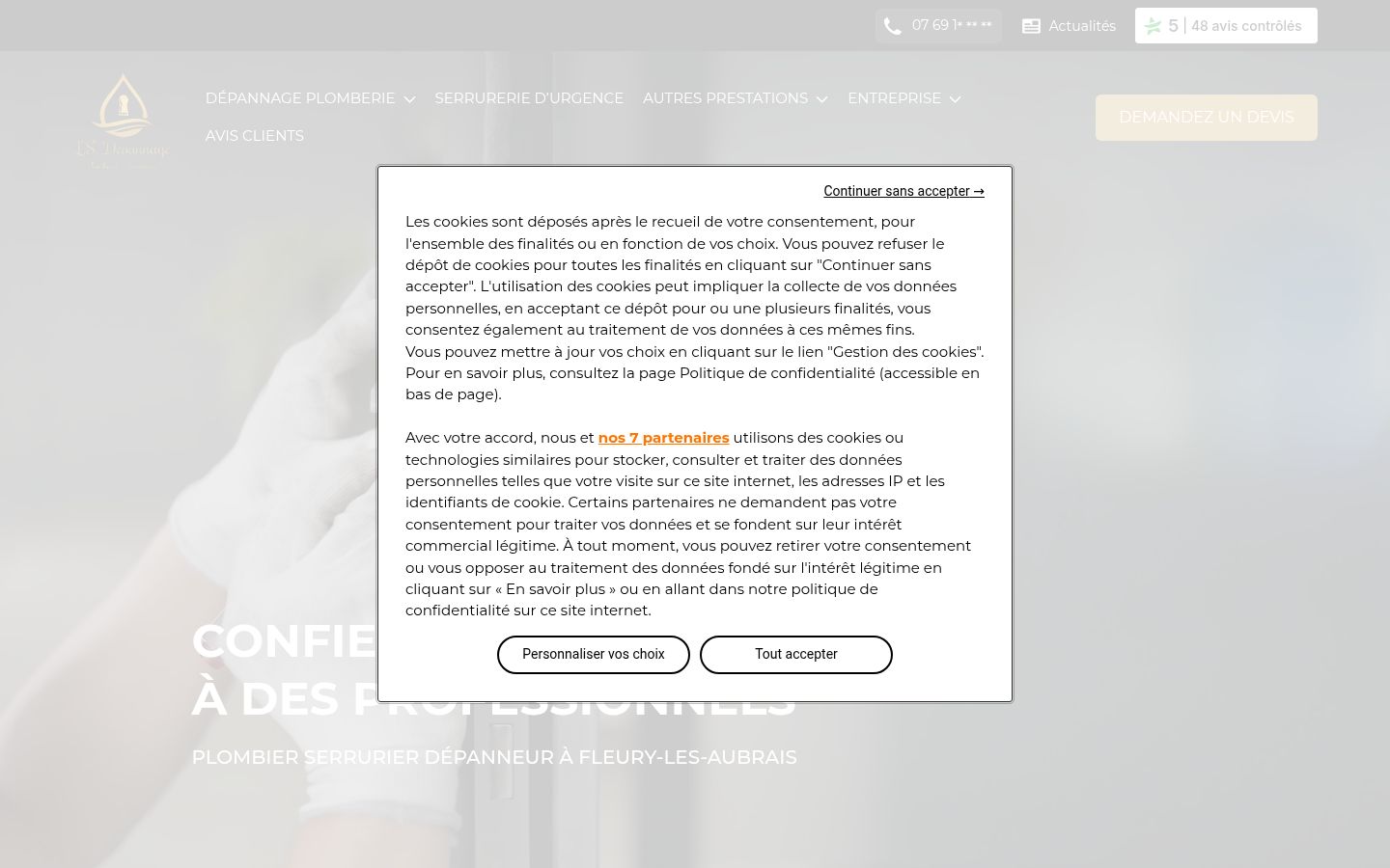 Screenshot del banner di consenso mostrato prima di qualsiasi interazione