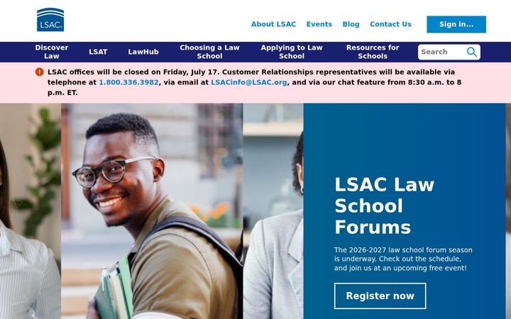 Screenshot ta' lsac.org