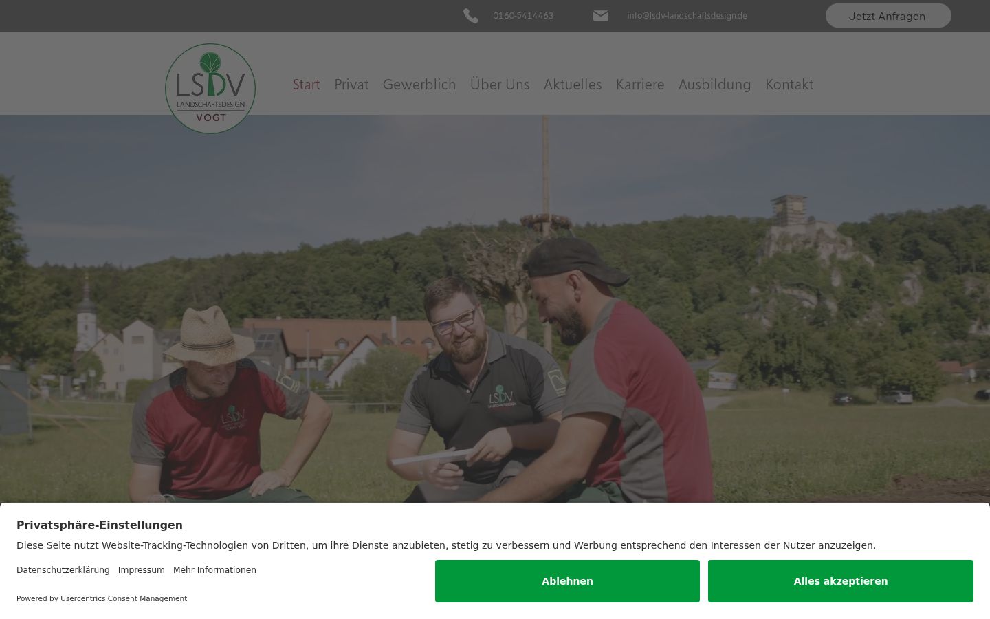 Screenshot des Einwilligungsbanners vor jeglicher Interaktion