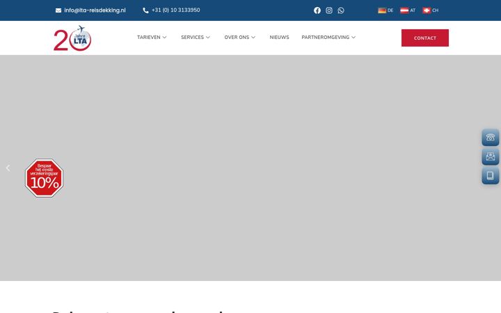 Screenshot of lta-reisdekking.nl