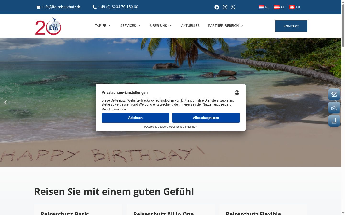 Screenshot of the consent banner shown before any interaction