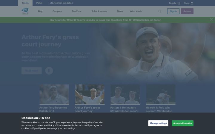 Screenshot of lta.org.uk