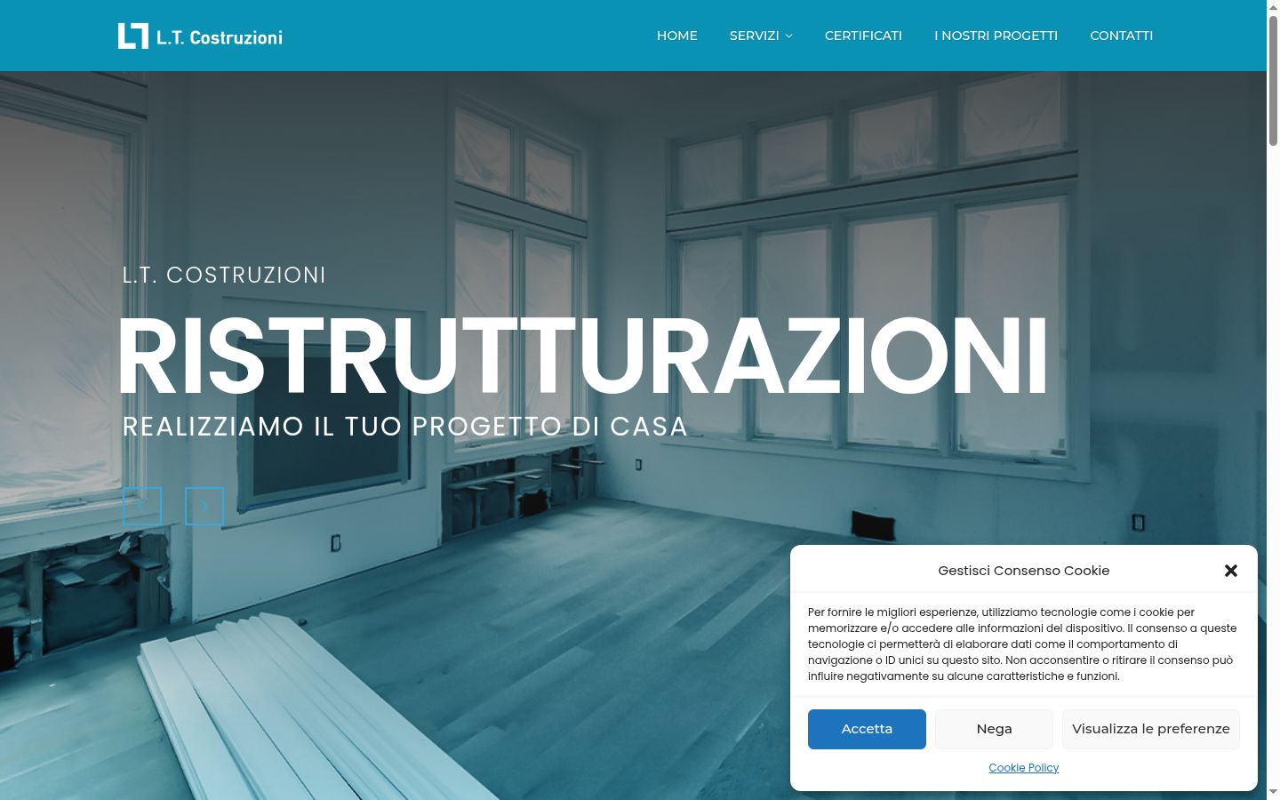Screenshot del banner di consenso mostrato prima di qualsiasi interazione