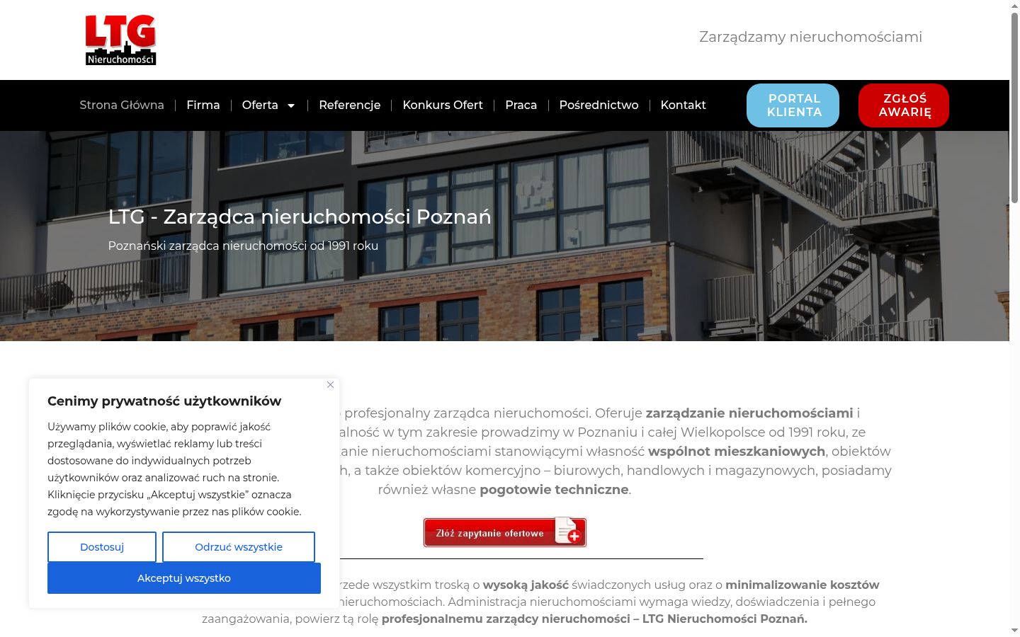 Zrzut ekranu banera zgody wyświetlanego przed jakąkolwiek interakcją