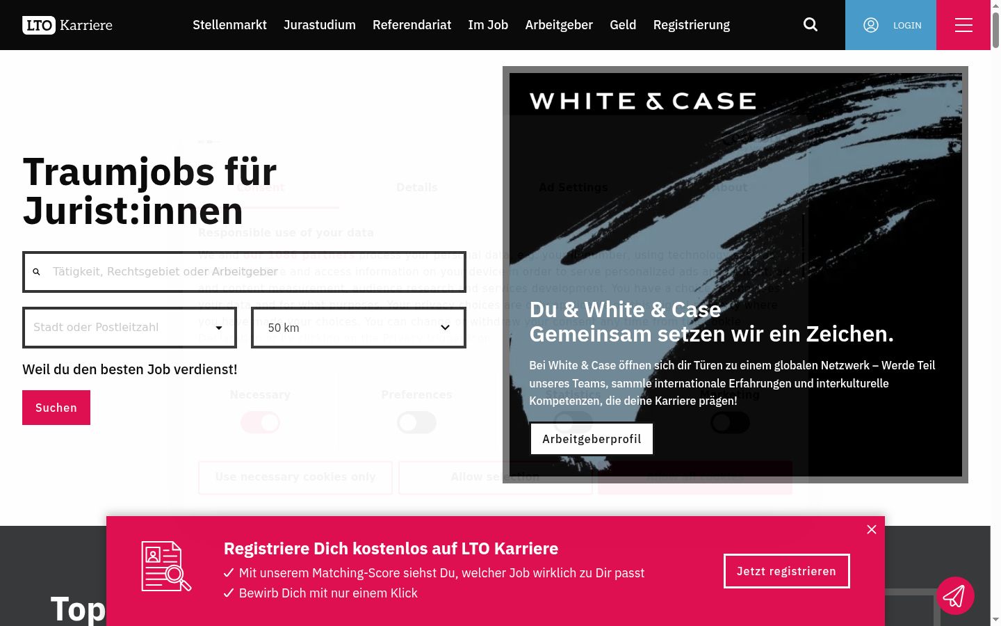 Screenshot van de toestemmingsbanner zoals getoond vóór enige interactie