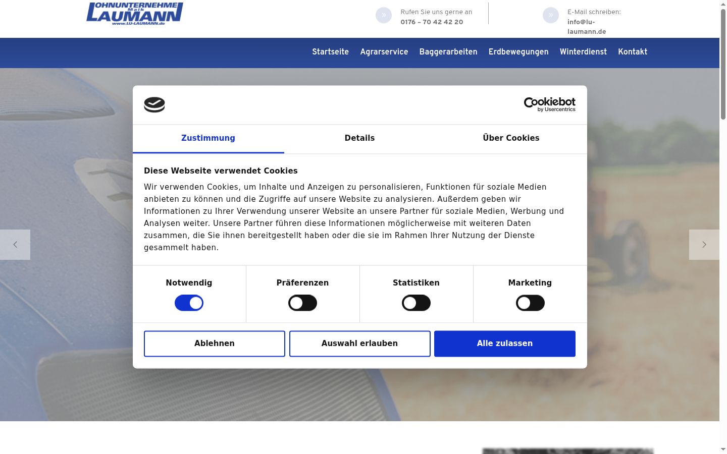 Screenshot van de toestemmingsbanner zoals getoond vóór enige interactie