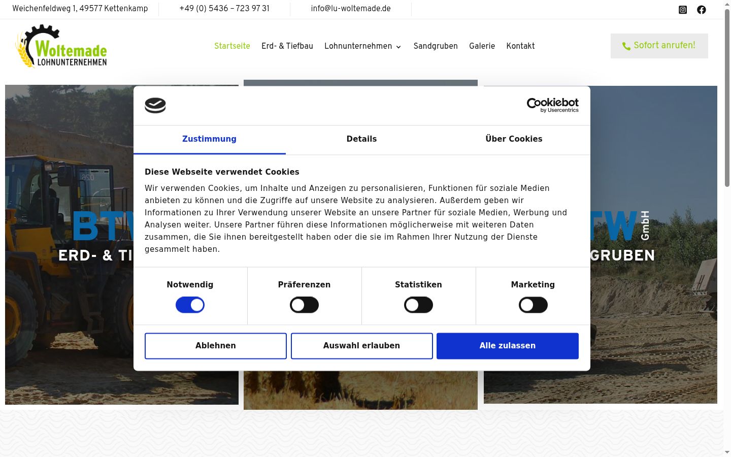Posnetek zaslona pasice za privolitev, prikazane pred kakršno koli interakcijo