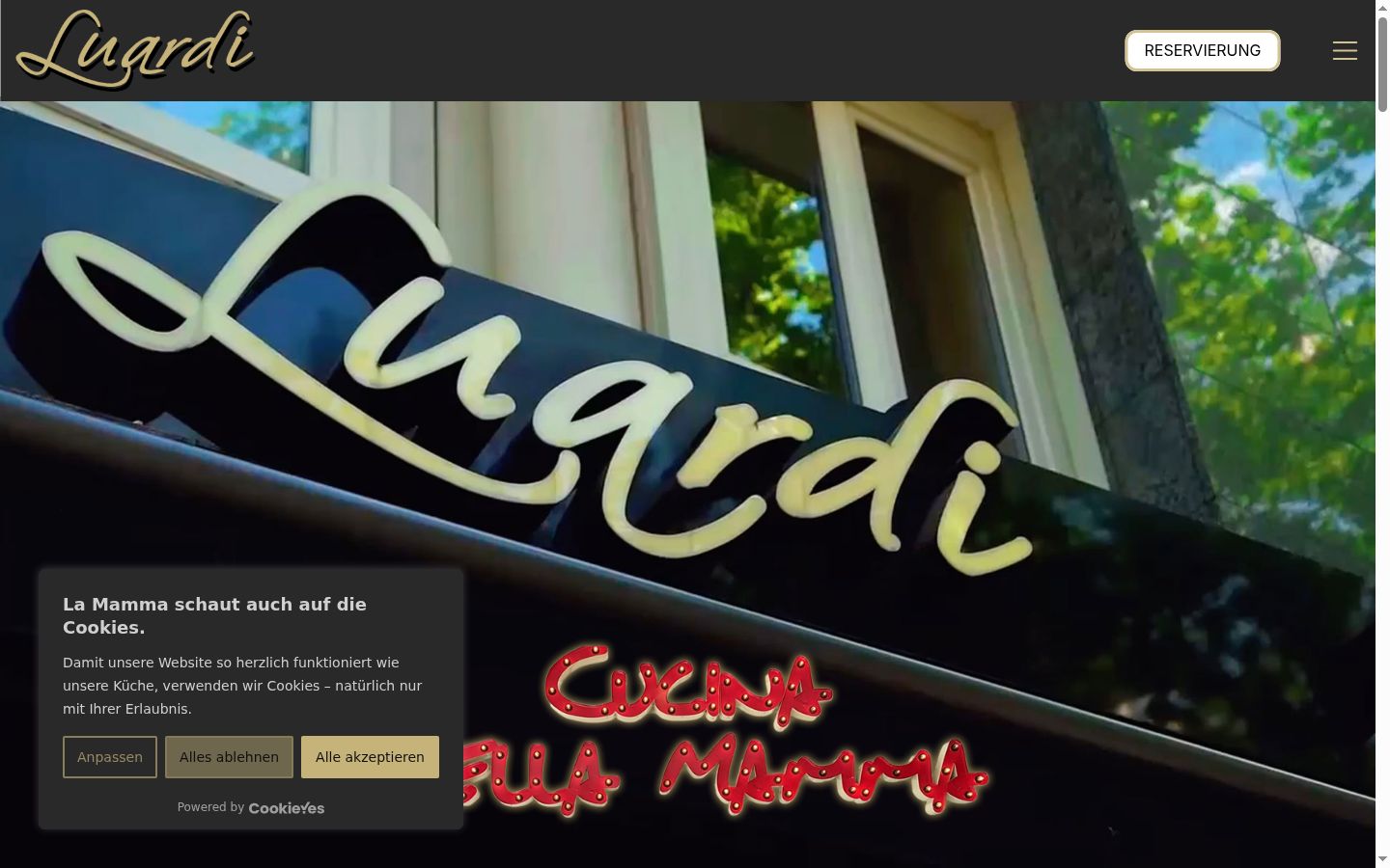 Screenshot del banner di consenso mostrato prima di qualsiasi interazione