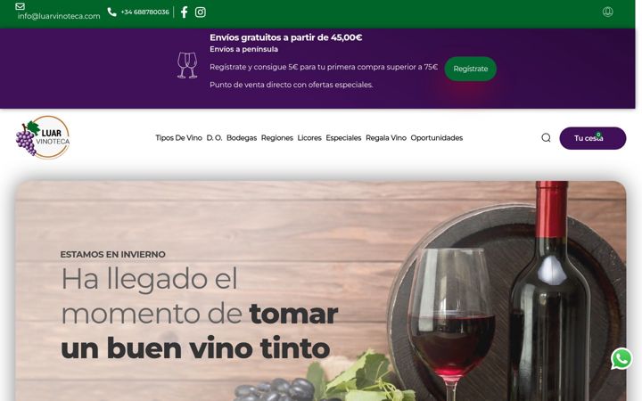 Screenshot of luarvinoteca.com