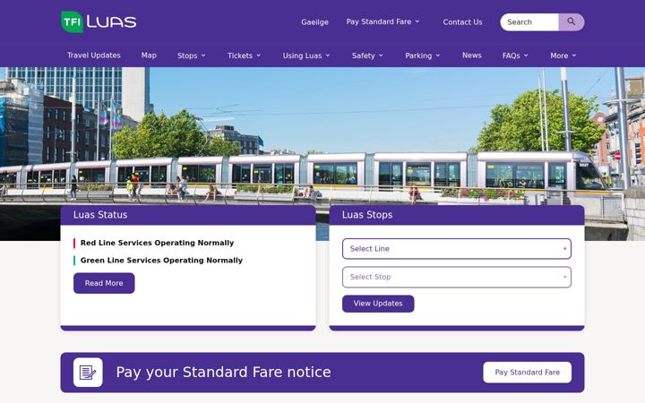 Screenshot of luas.ie