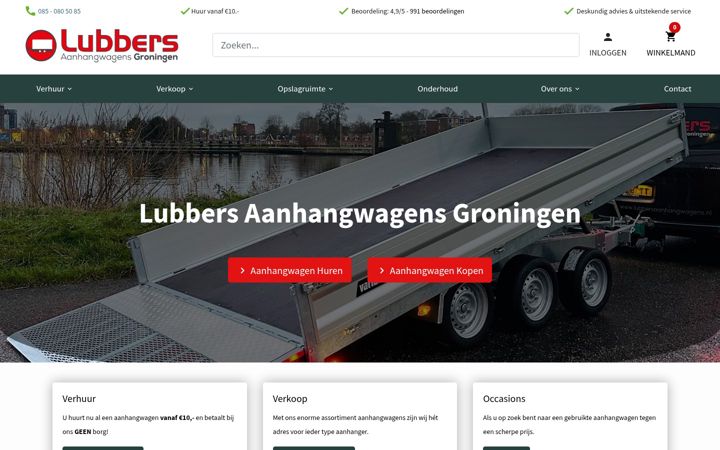 Screenshot of lubbersaanhangwagens.nl