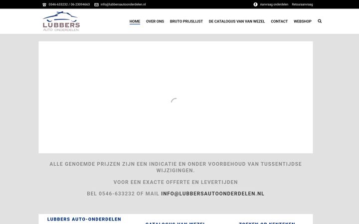 Screenshot of lubbersautoonderdelen.nl
