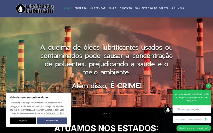 Screenshot of lubrificanteslubrinatti.com.br