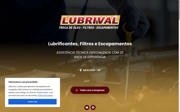 Screenshot of lubrivallubrificantes.com.br
