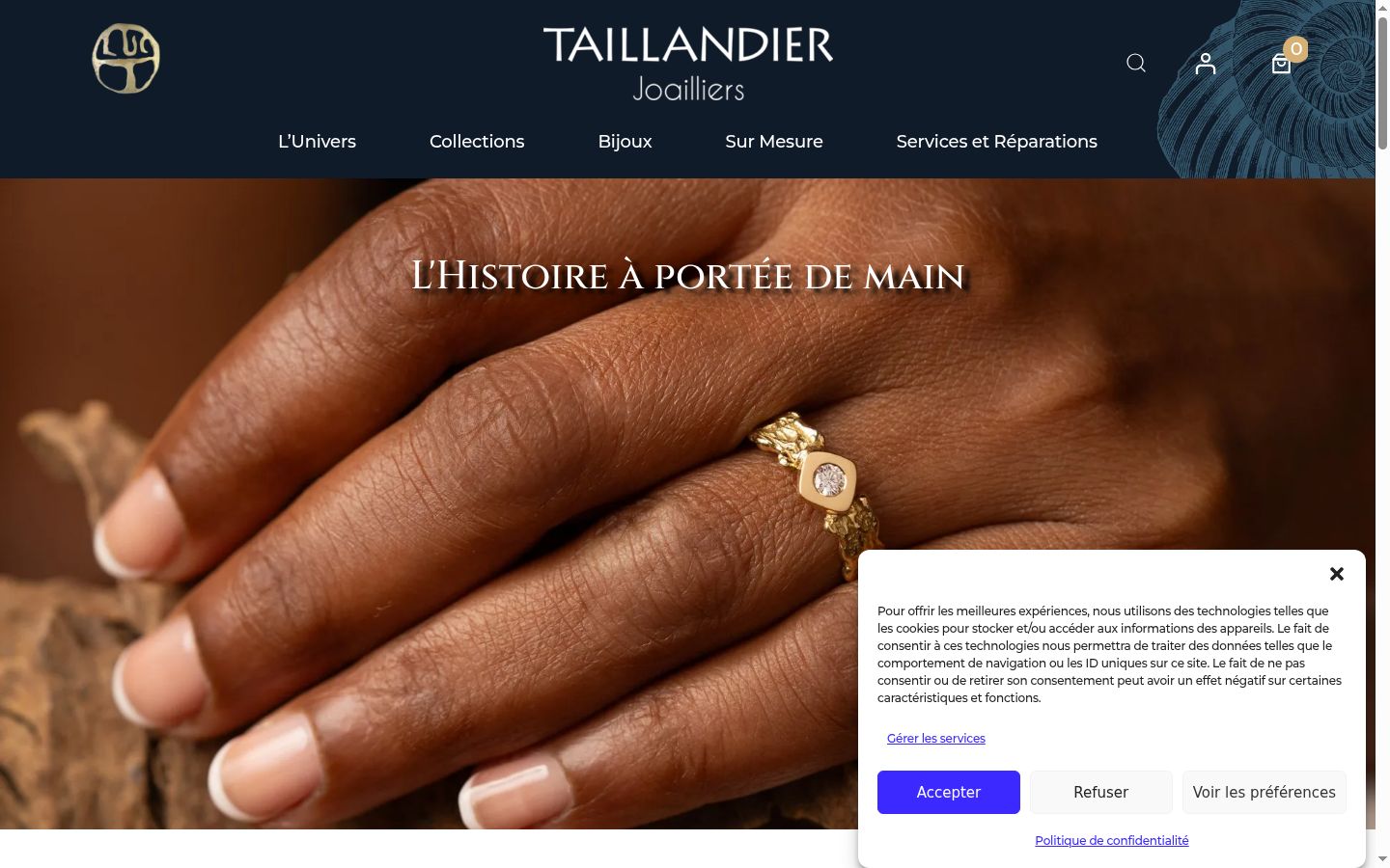 Screenshot del banner di consenso mostrato prima di qualsiasi interazione