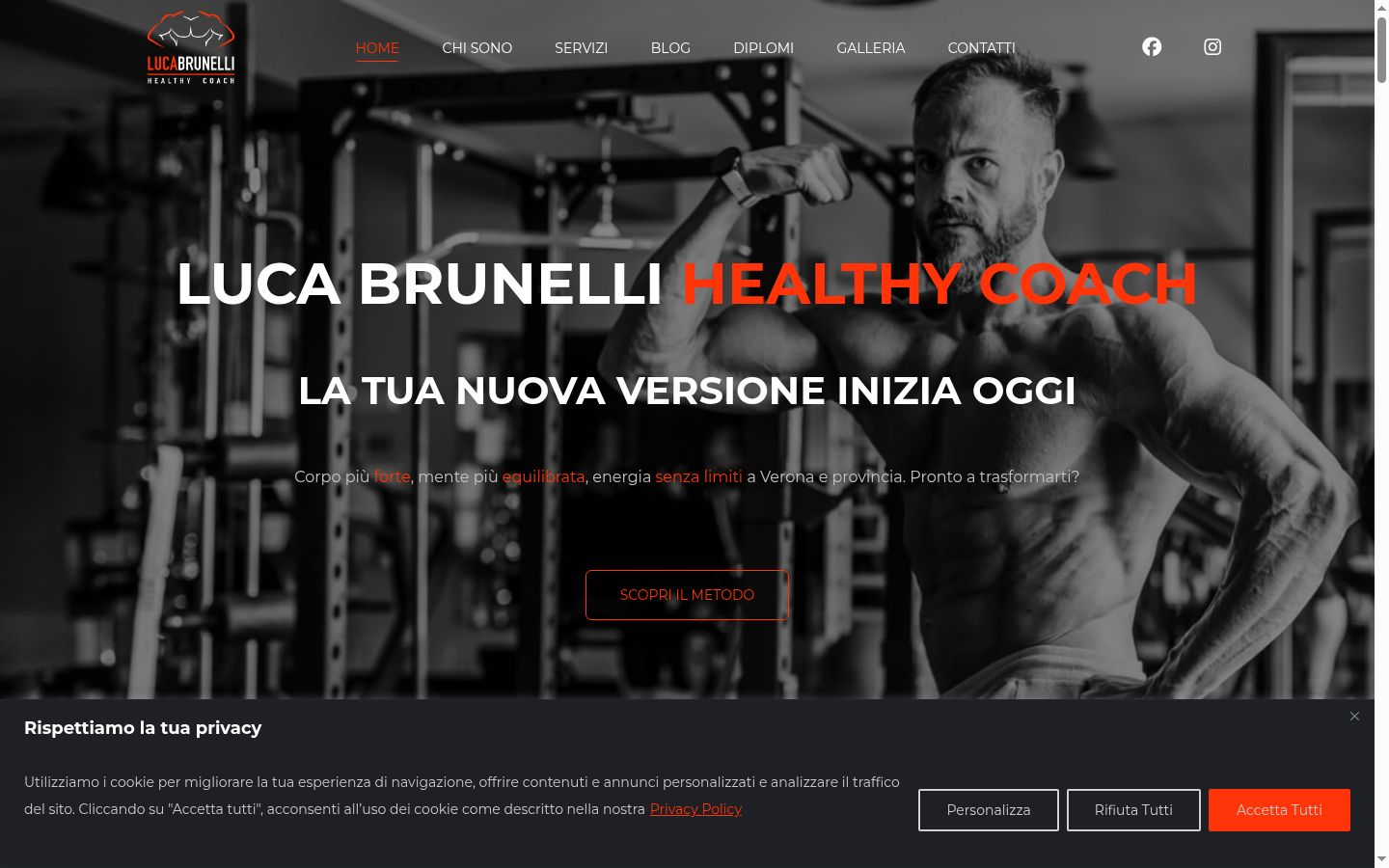 Screenshot del banner di consenso mostrato prima di qualsiasi interazione
