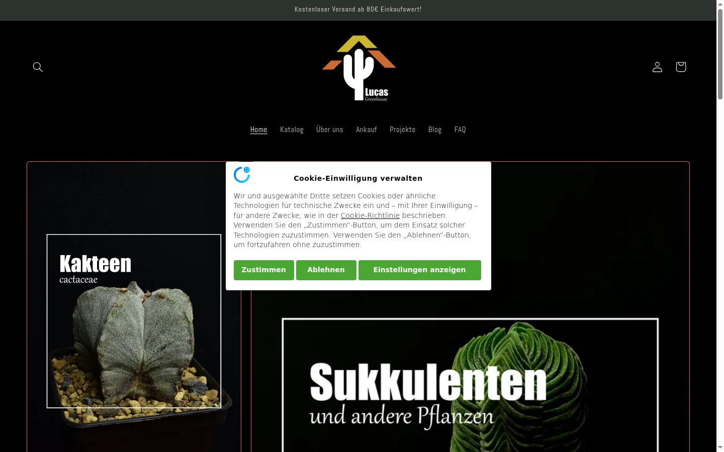 Screenshot des Einwilligungsbanners vor jeglicher Interaktion