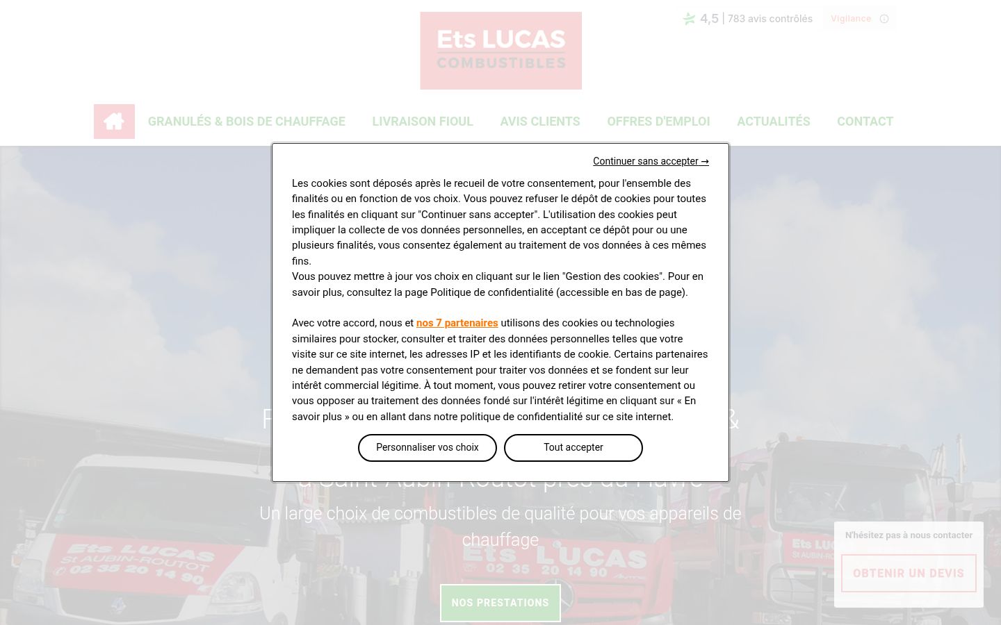 Screenshot of the consent banner shown before any interaction