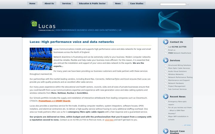 Screenshot of lucascomms.co.uk