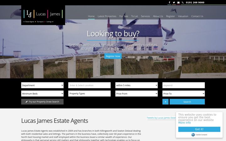 Screenshot of lucasjamesestateagents.co.uk