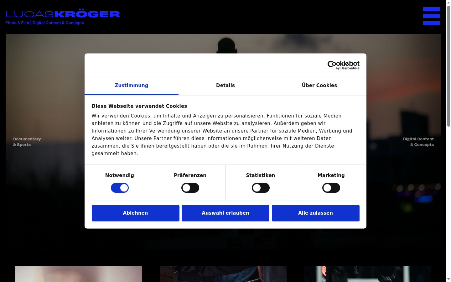 Screenshot of the consent banner shown before any interaction