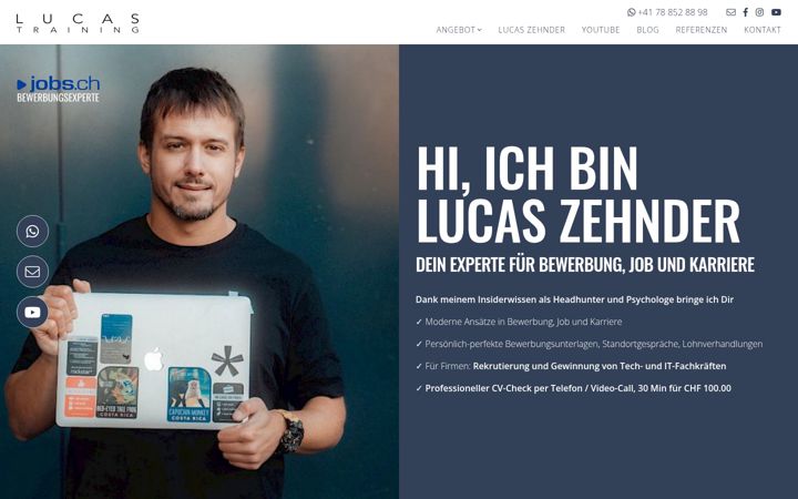 Screenshot of lucastraining.ch