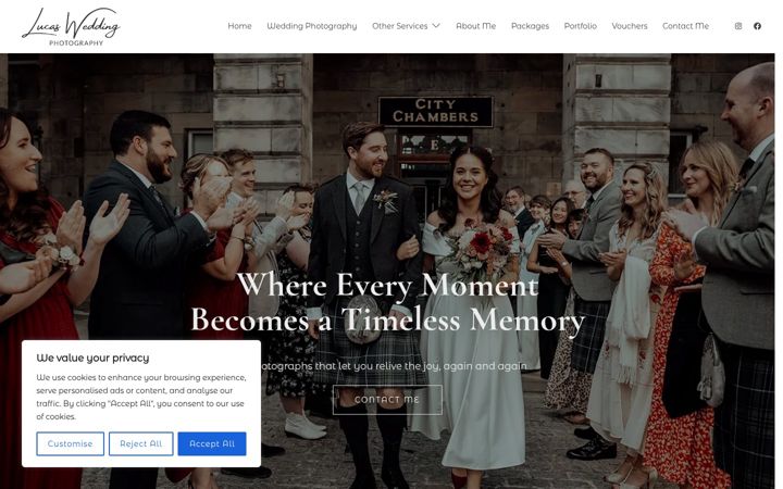 Screenshot of lucasweddingphotography.co.uk