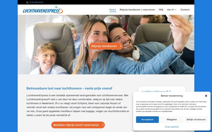 Screenshot of luchthavenexpress.com