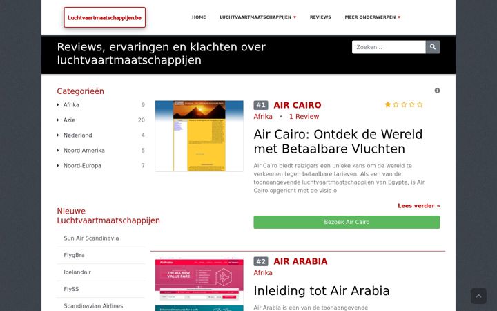 Screenshot of luchtvaartmaatschappijen.be