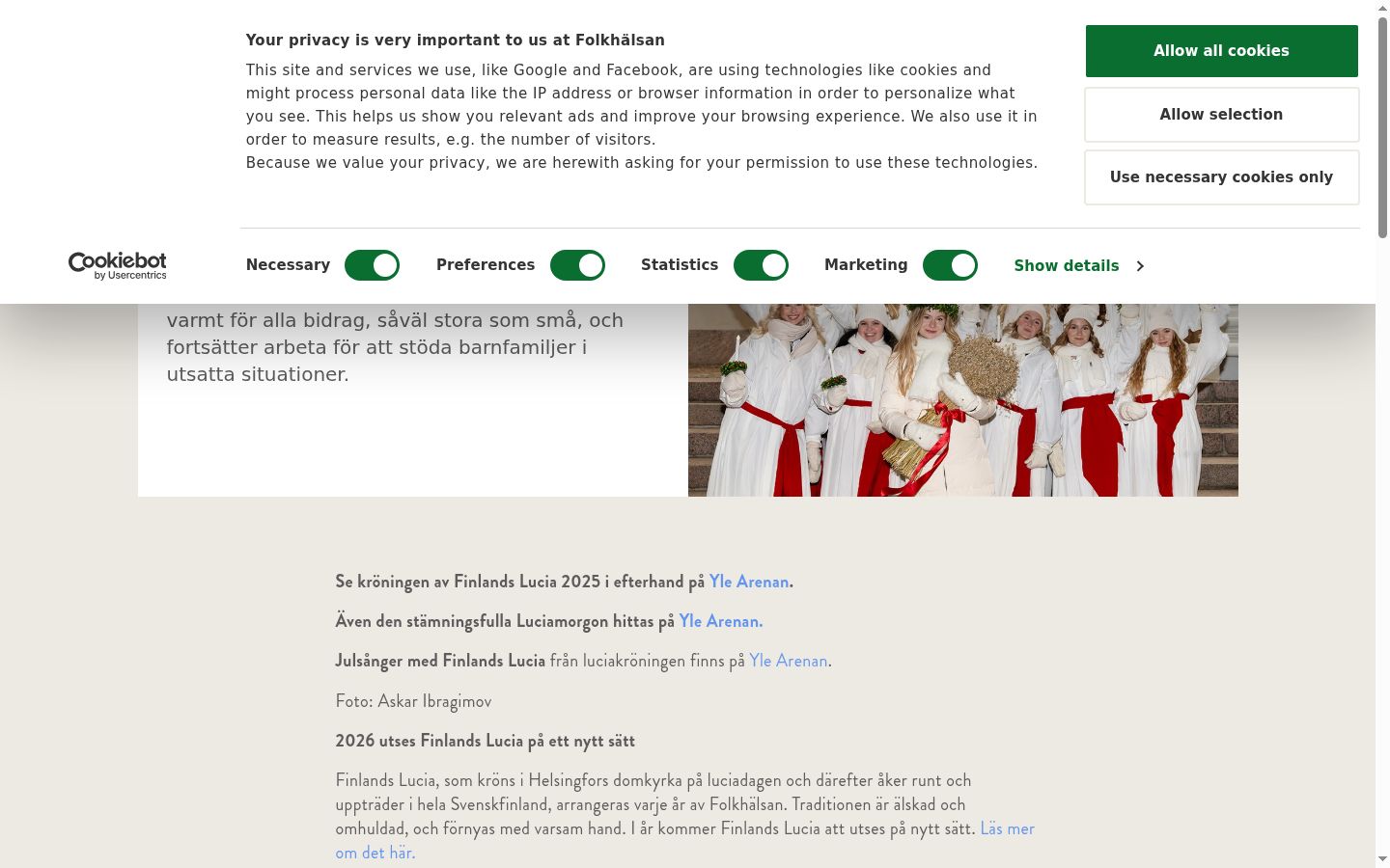 Screenshot del banner di consenso mostrato prima di qualsiasi interazione
