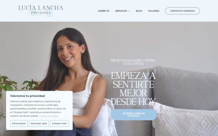 Screenshot of lucialanchapsicologia.es