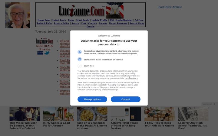 Screenshot of lucianne.com