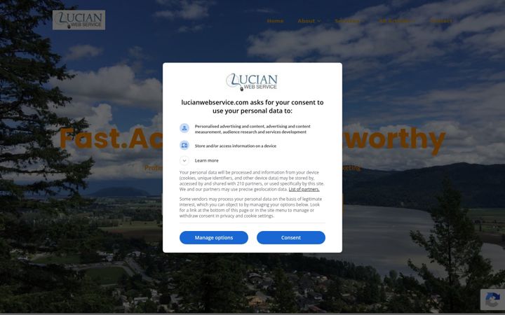 Kuvakaappaus sivustosta lucianwebservice.com