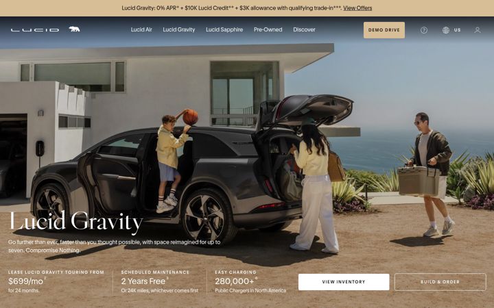 Screenshot of lucidmotors.com