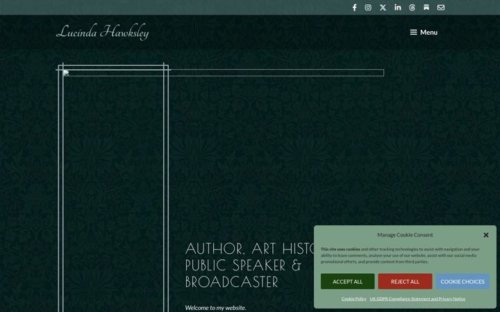Screenshot of lucindahawksley.com