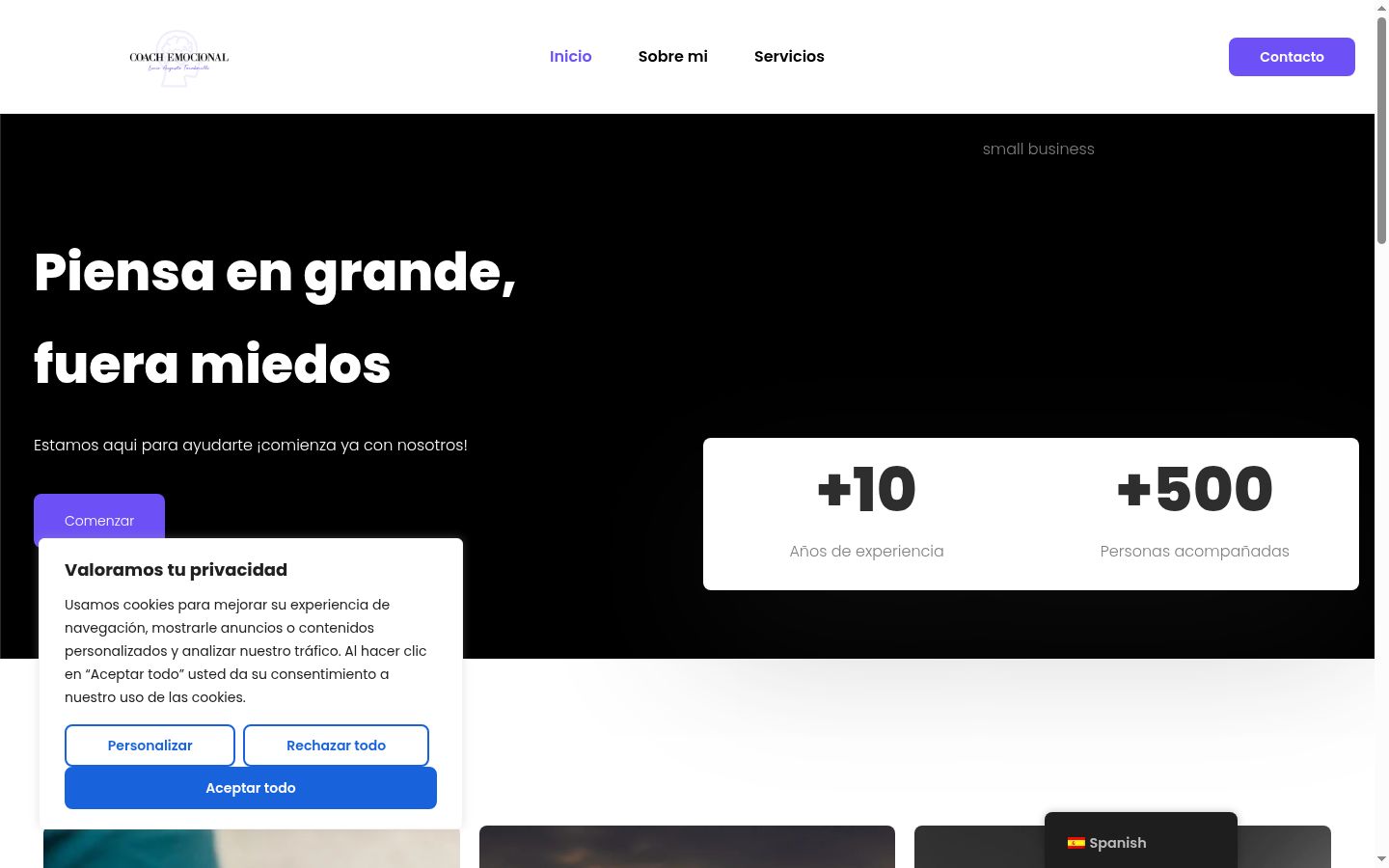Screenshot del banner di consenso mostrato prima di qualsiasi interazione